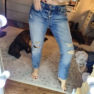 Zara denim distressed jeans
